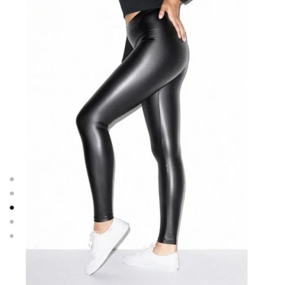 American Apparel Metallic Leather Wet Look Leggings - Picture 1 of 6